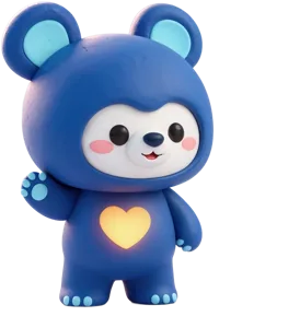 Buddy Bear, the Talking-Buddy mascot, waving